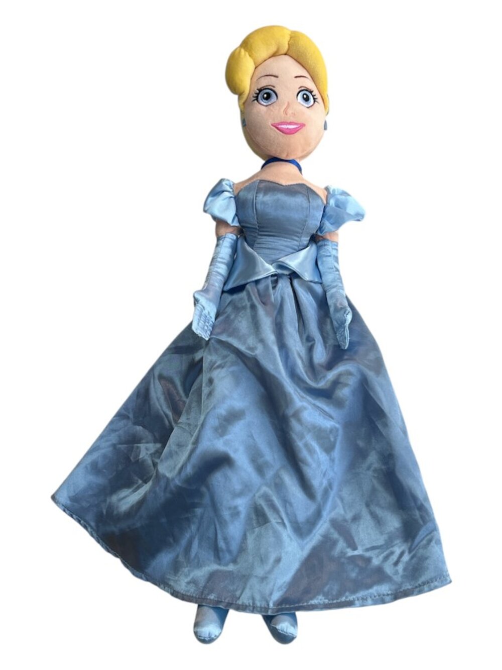 DISNEY Princess Cinderella Plush Doll Embroidered Face 21" Blue Dress Gloves